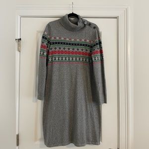 Talbots Gray Fair Isle Sweater Dress